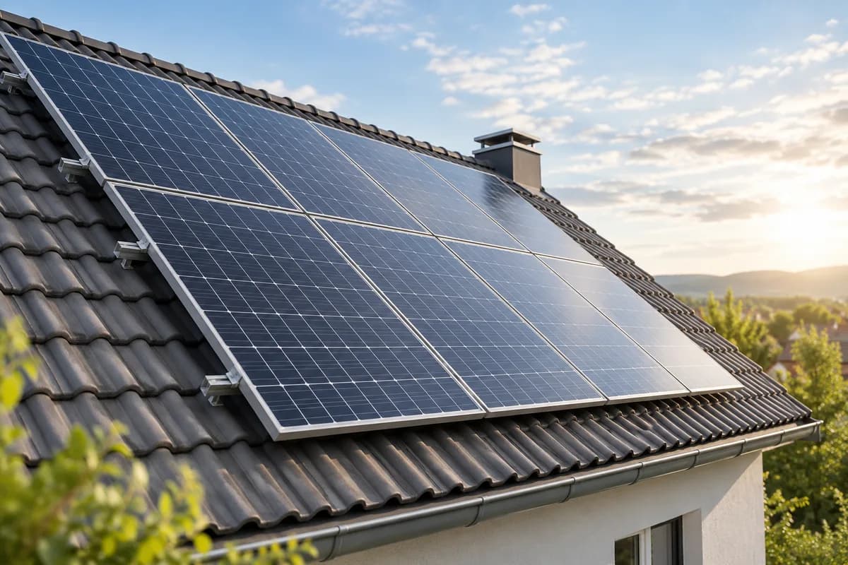 Panneaux photovoltaïques sur une toiture — illustration générée